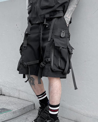 Chic Utility Cargo Shorts - Summer Techwear - Chic Utility Cargo Shorts for Modern Adventurers - View 3