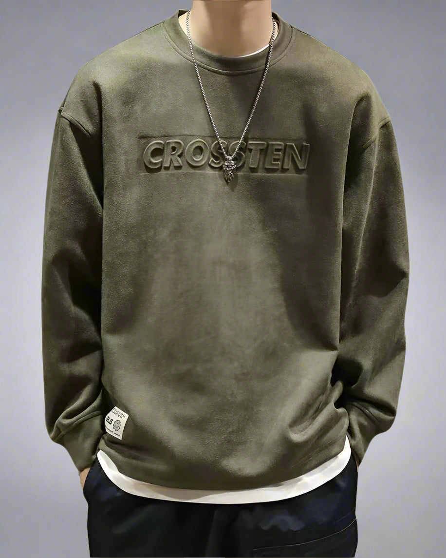 Chic Vintage Suede Oversized Sweatshirt -  casual wear - Chic Vintage Suede Oversized Sweatshirt for Cozy Days - View 3