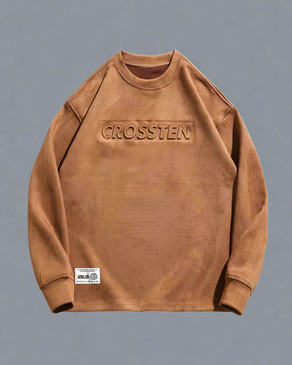 Chic Vintage Suede Oversized Sweatshirt - luxurious suede texture - Chic Vintage Suede Oversized Sweatshirt for Cozy Days - View 9