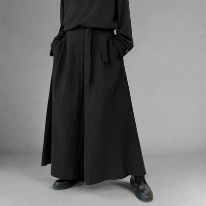 Chic Wide Leg Trousers - harajuku flair trousers - Stylish Wide Leg Hakama Trousers for Comfort and Flair - Main view