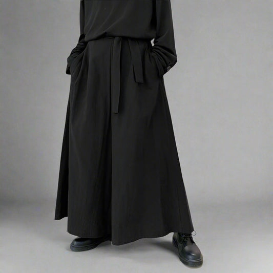 Chic Wide Leg Trousers - harajuku flair trousers - Stylish Wide Leg Hakama Trousers for Comfort and Flair - Main view