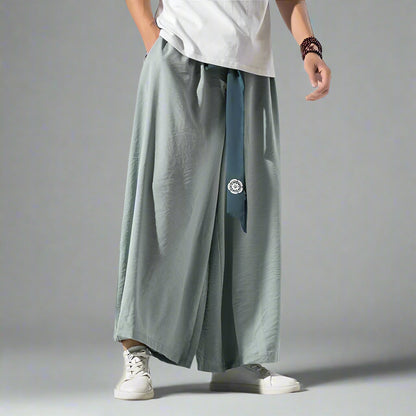 Chic Wide-Legged Trousers -  casual fashion - Elegant Wide-Legged Hakama Pants for Comfort and Style - View 4