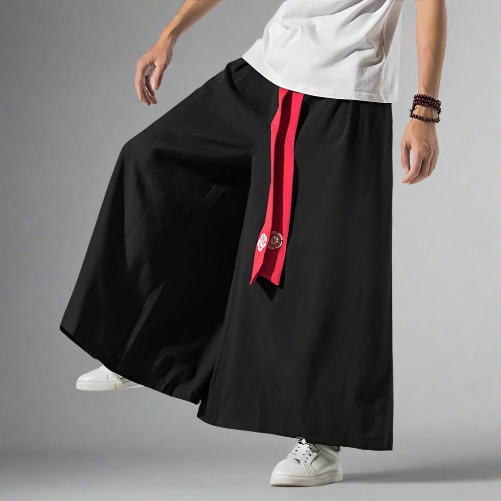 Chic Wide-Legged Trousers -  comfortable pants - Elegant Wide-Legged Hakama Pants for Comfort and Style - View 5