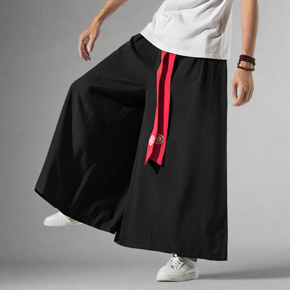 Chic Wide-Legged Trousers -  comfortable pants - Elegant Wide-Legged Hakama Pants for Comfort and Style - View 5