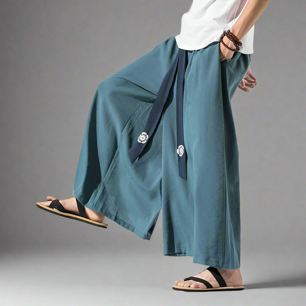 Chic Wide-Legged Trousers -  lightweight trousers - Elegant Wide-Legged Hakama Pants for Comfort and Style - View 7