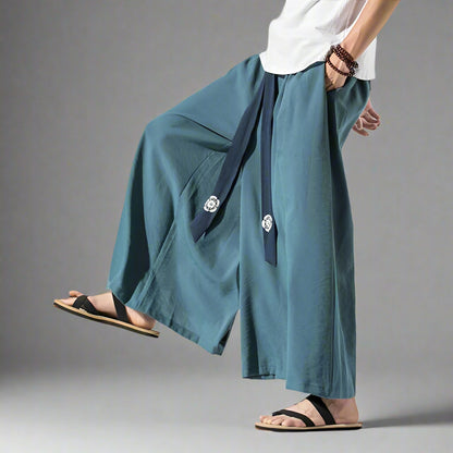 Chic Wide-Legged Trousers -  lightweight trousers - Elegant Wide-Legged Hakama Pants for Comfort and Style - View 7
