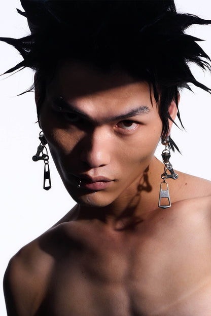 Chic Zipper Mechanical Earrings -  unique streetwear accessories - Chic Mechanical Zipper Earrings for Edgy Style - View 6