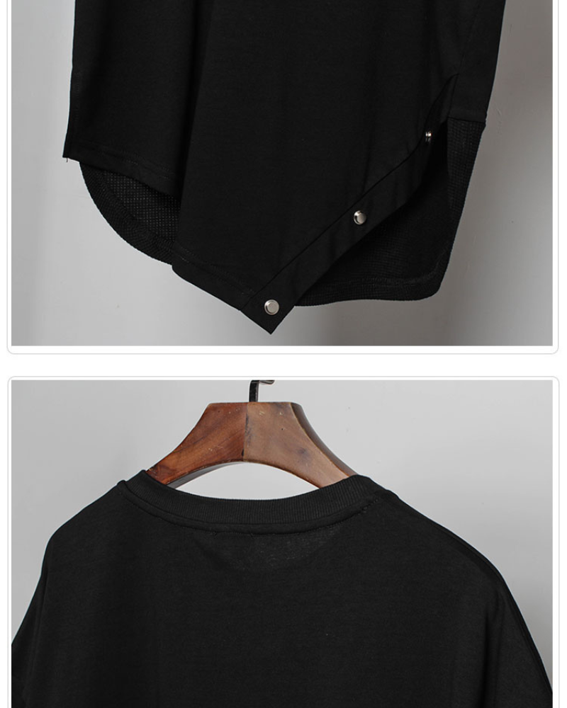Chic Zippered Triangle Hem Tee -  casual wear - Chic Zippered Triangle Hem Tee for Modern Style - View 11