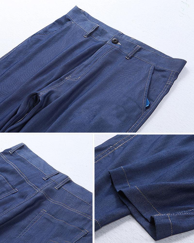 Chill-Ready Silk Denim Trousers -  blue denim - Chill-Ready Silk Denim Trousers for Summer Comfort - View 4