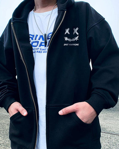 Chill Vibes Smiley Zip Hoodie -  active wear hoodie - Chill Vibes Smiley Zip Hoodie for Comfort and Style - View 3