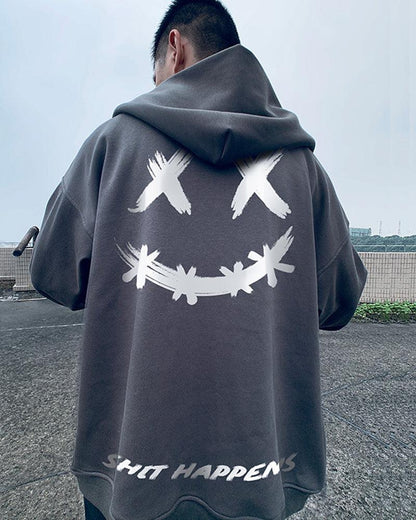 Chill Vibes Smiley Zip Hoodie - techwear hoodie - Chill Vibes Smiley Zip Hoodie for Comfort and Style - Main view