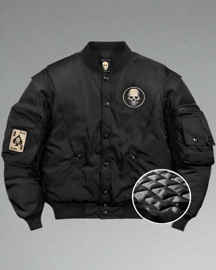 Chilling Skull Bomber Jacket -  avant-garde jacket - Stylish Skull Bomber Jacket for Winter Comfort - View 4