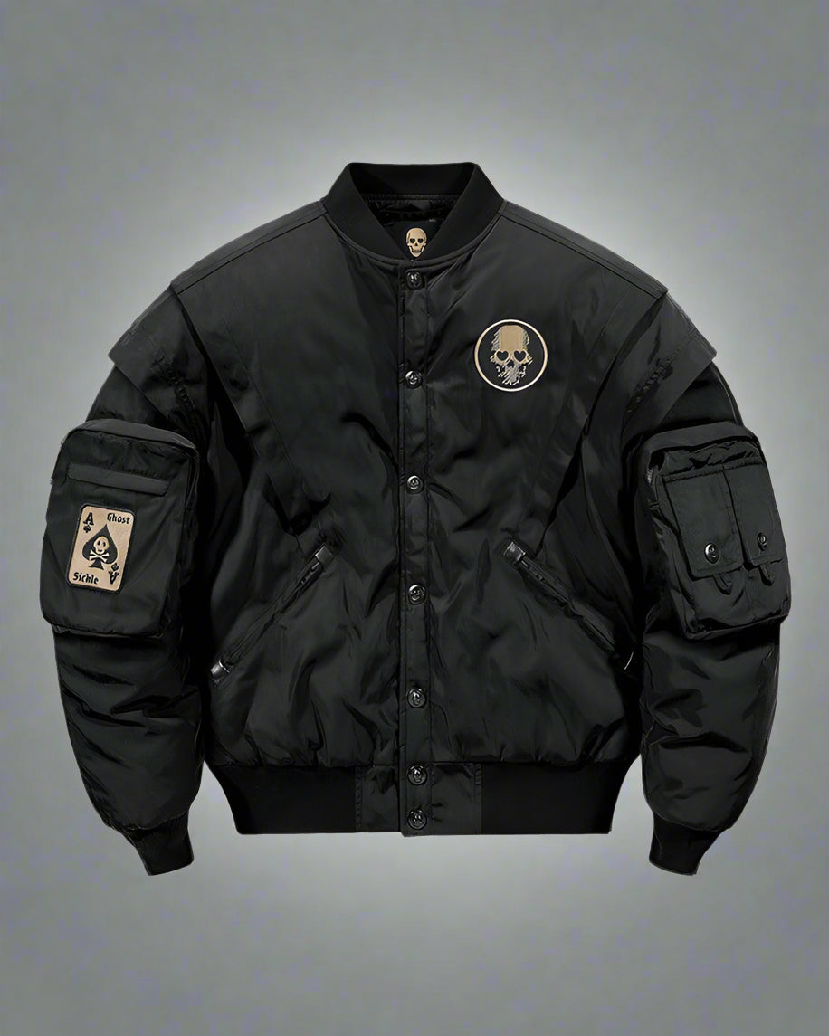 Chilling Skull Bomber Jacket - bomber jacket - Stylish Skull Bomber Jacket for Winter Comfort - Main view