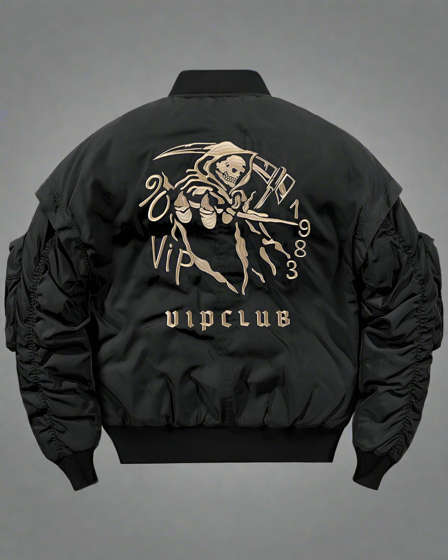 Chilling Skull Bomber Jacket - techwear bomber jacket - Stylish Skull Bomber Jacket for Winter Comfort - View 2
