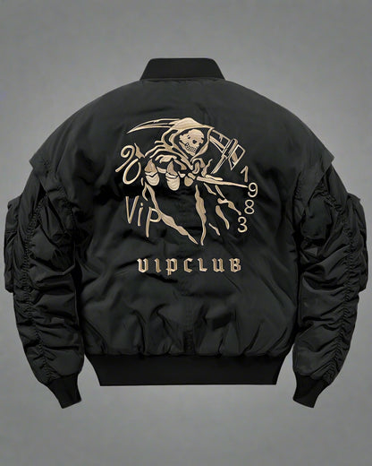 Chilling Skull Bomber Jacket - techwear bomber jacket - Stylish Skull Bomber Jacket for Winter Comfort - View 2