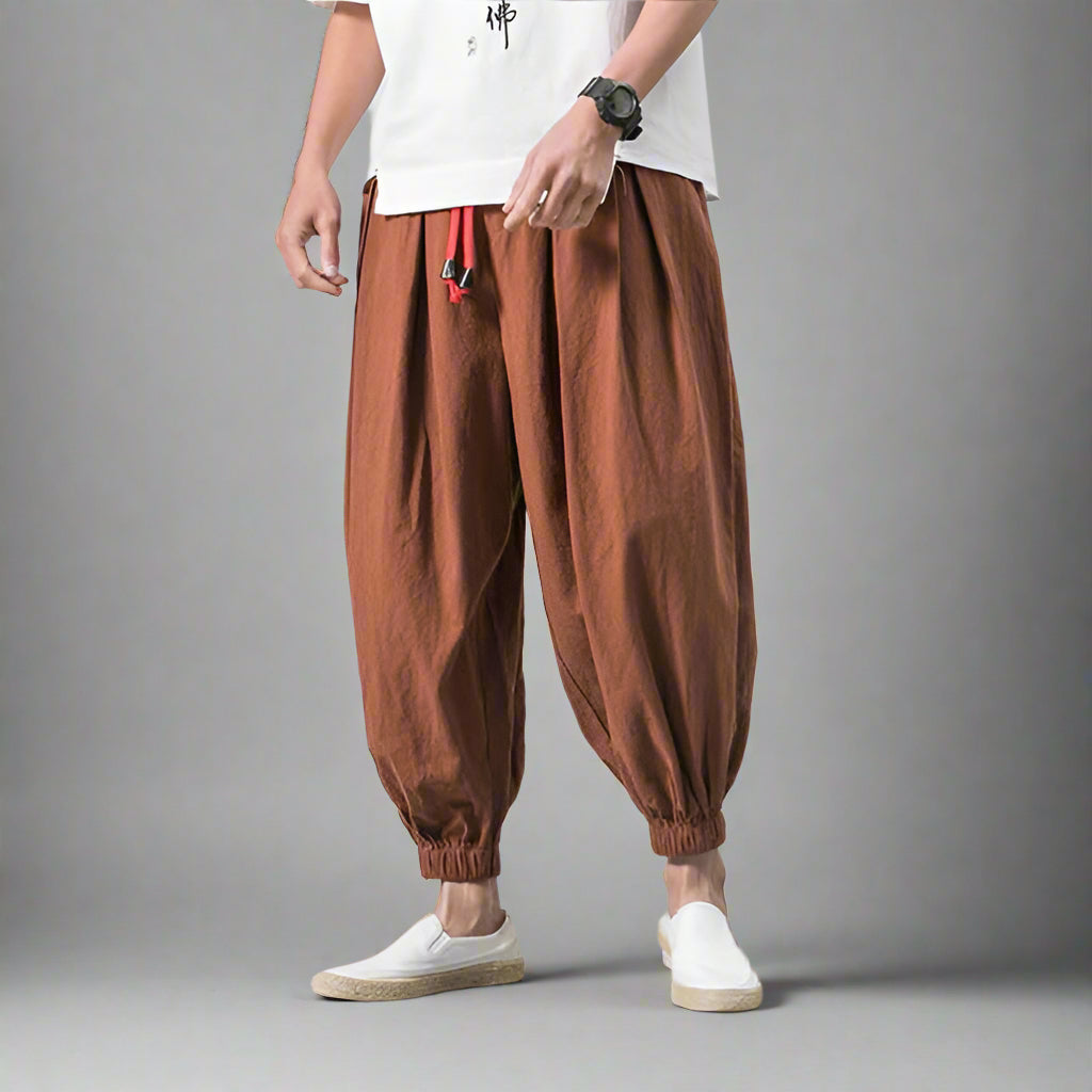 Classic Cotton Hakama Trousers -  casual cotton trousers - Comfortable Classic Cotton Hakama Trousers - View 3