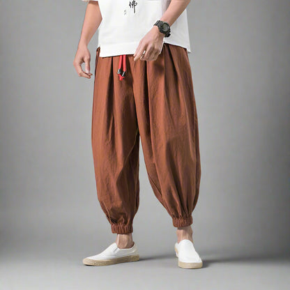 Classic Cotton Hakama Trousers -  casual cotton trousers - Comfortable Classic Cotton Hakama Trousers - View 3