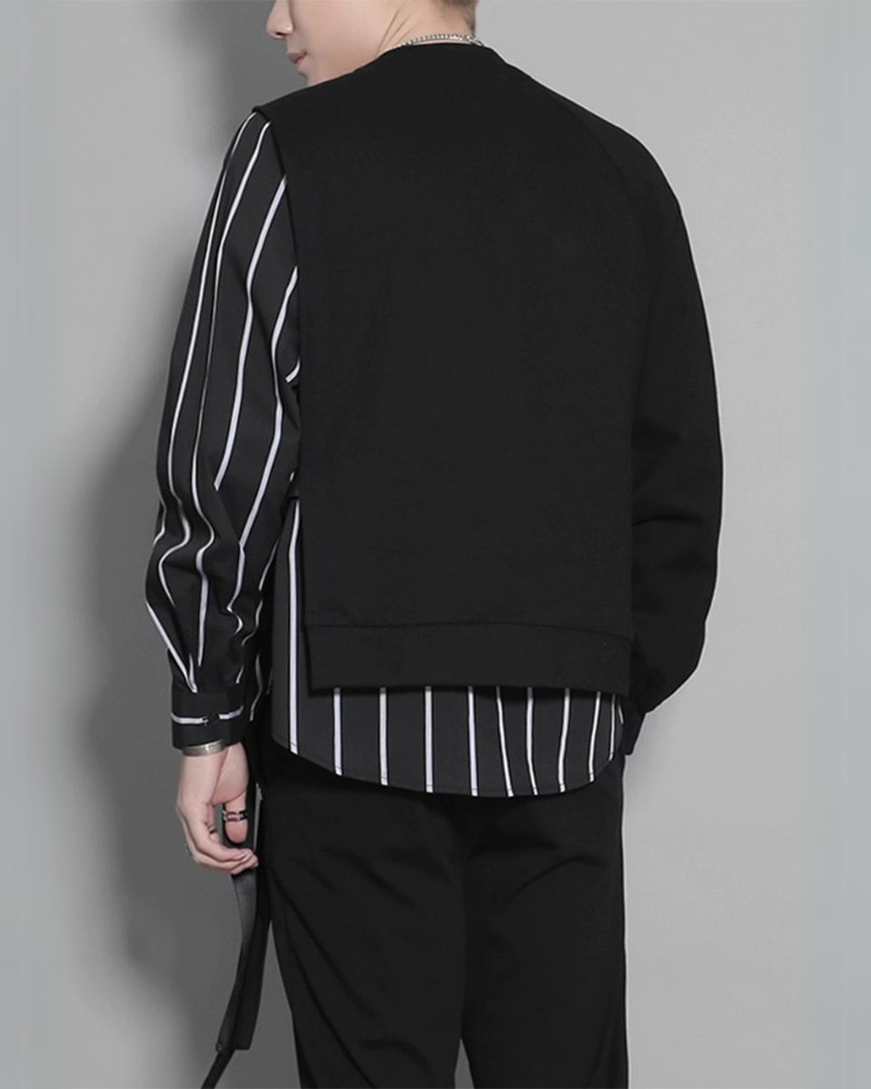 Color Block Ribbon Sweatshirt -  casual wear - Color Block Ribbon Sweatshirt for Comfortable Layering - View 3
