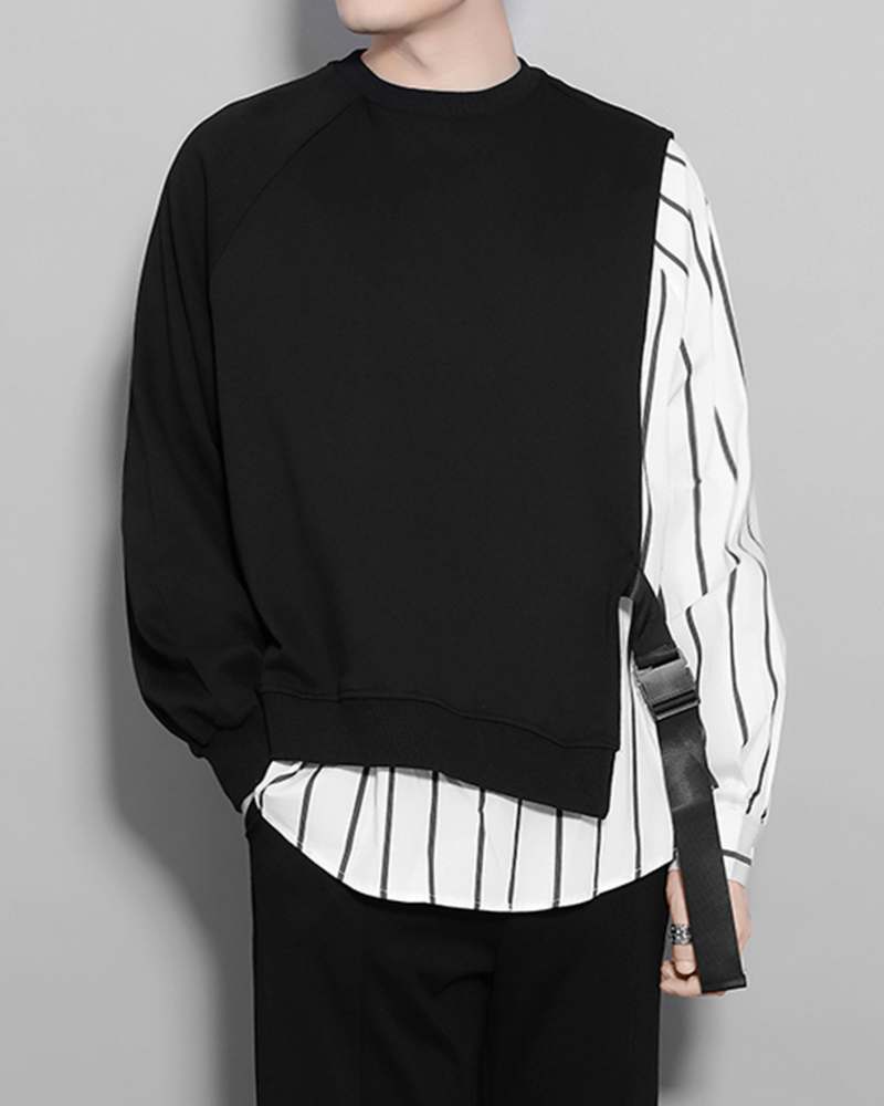 Color Block Ribbon Sweatshirt -  polyester cotton blend - Color Block Ribbon Sweatshirt for Comfortable Layering - View 5