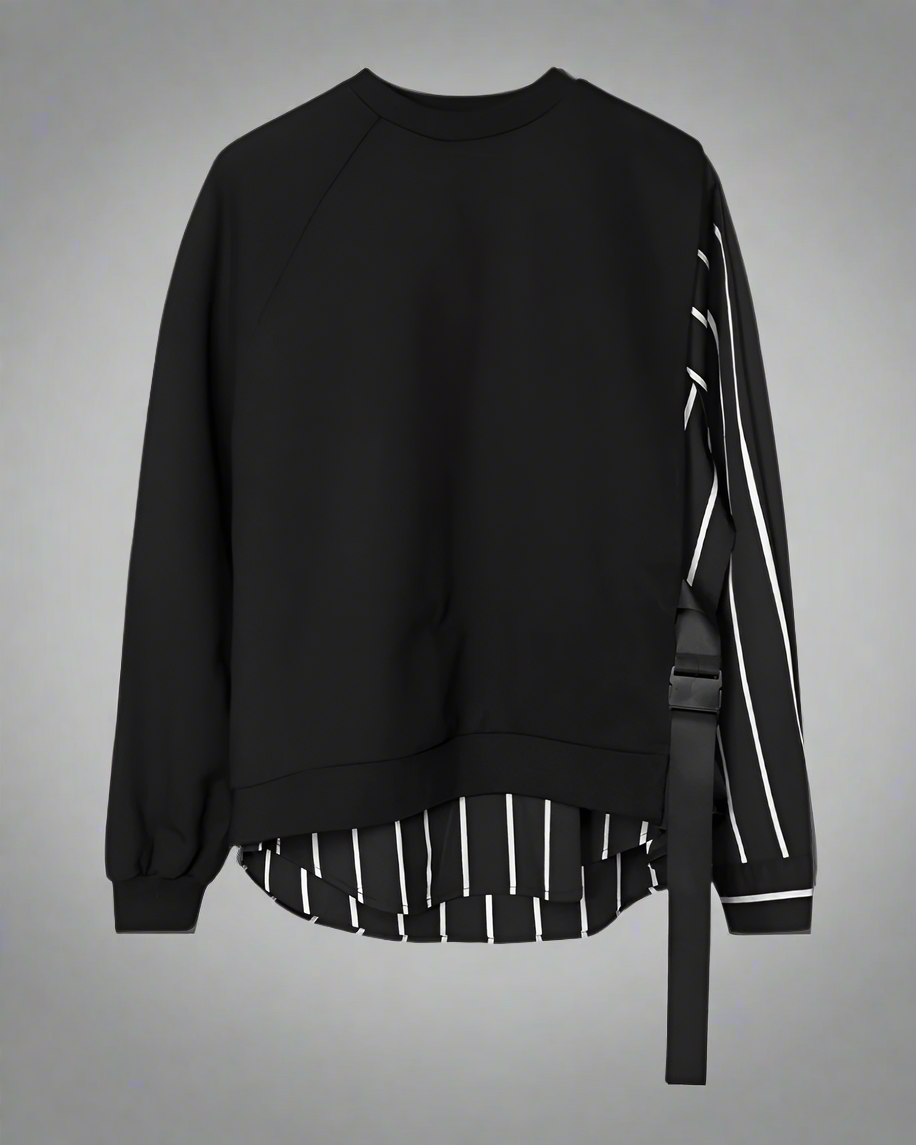 Color Block Ribbon Sweatshirt -  streetwear fashion - Color Block Ribbon Sweatshirt for Comfortable Layering - View 7