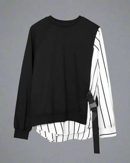 Color Block Ribbon Sweatshirt -  streetwear - Color Block Ribbon Sweatshirt for Comfortable Layering - View 6