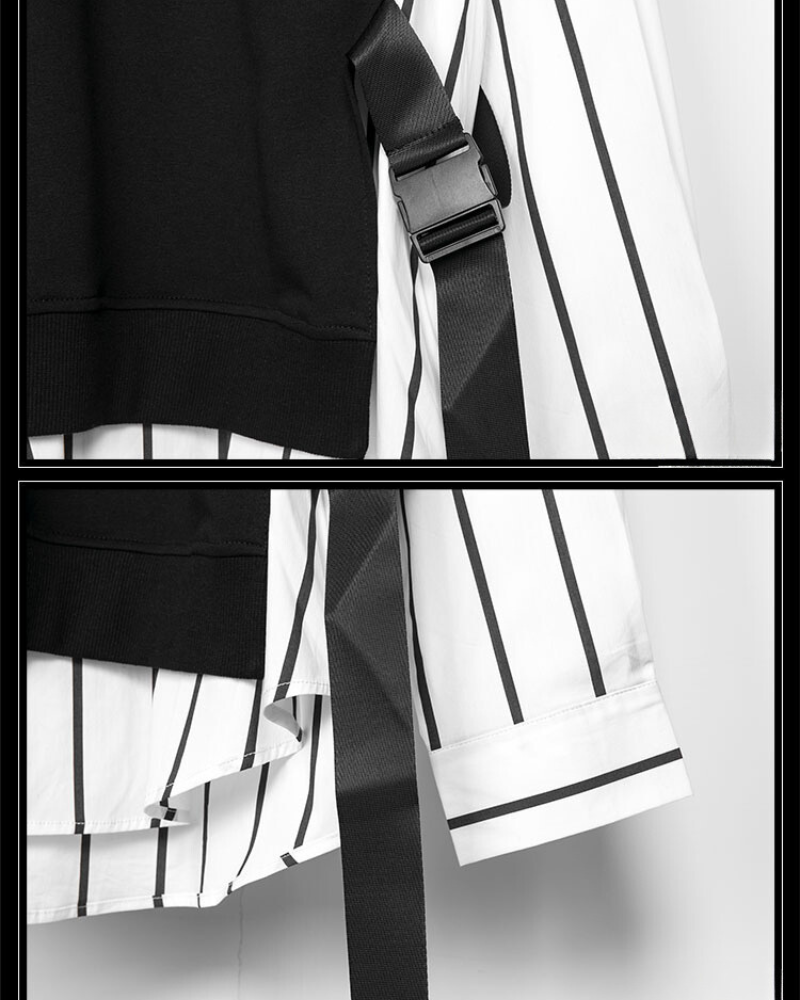 Color Block Ribbon Sweatshirt -  techwear - Color Block Ribbon Sweatshirt for Comfortable Layering - View 9