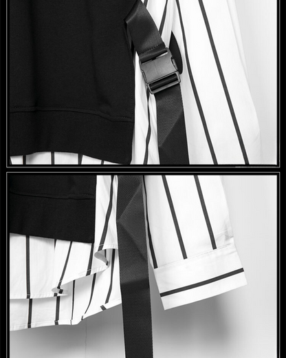 Color Block Ribbon Sweatshirt -  techwear - Color Block Ribbon Sweatshirt for Comfortable Layering - View 9
