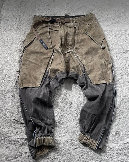Color-Blocked Cargo Pants with Drawstring - cargo pants - Stylish Color-Blocked Cargo Pants with Drawstring Closure - View 10