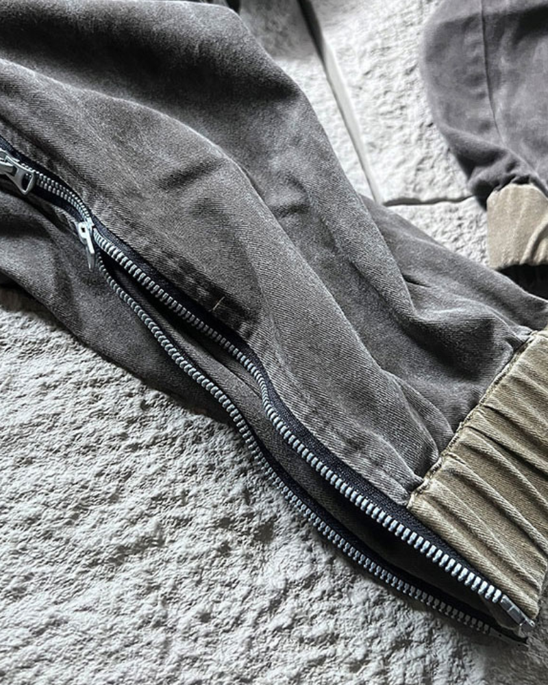 Color-Blocked Cargo Pants with Drawstring -  color-blocked - Stylish Color-Blocked Cargo Pants with Drawstring Closure - View 13