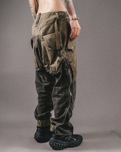 Color-Blocked Cargo Pants with Drawstring -  color-blocked - Stylish Color-Blocked Cargo Pants with Drawstring Closure - View 4