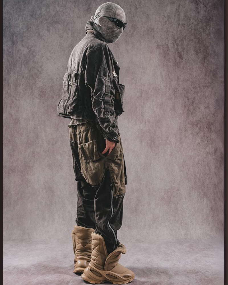 Color-Blocked Cargo Pants with Drawstring -  drawstring - Stylish Color-Blocked Cargo Pants with Drawstring Closure - View 7