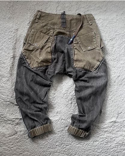 Color-Blocked Cargo Pants with Drawstring - stylish cargo pants - Stylish Color-Blocked Cargo Pants with Drawstring Closure - View 11