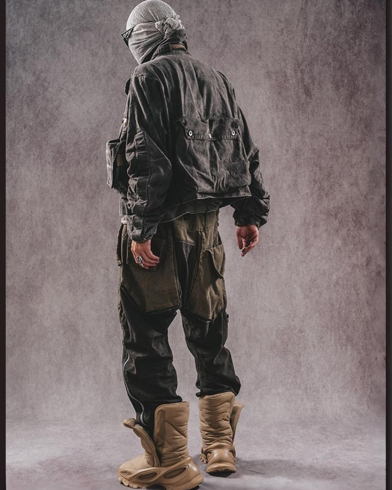 Color-Blocked Cargo Pants with Drawstring -  urban style - Stylish Color-Blocked Cargo Pants with Drawstring Closure - View 9