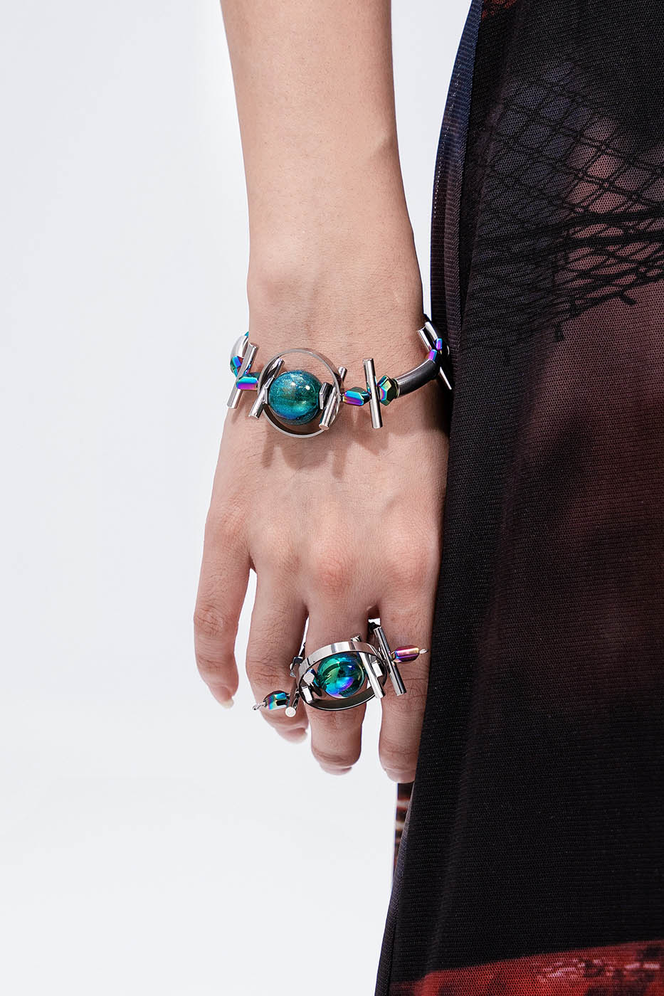 Cosmic Beaded Planet Ring -  unique beaded design - Cosmic Beaded Planet Ring with Unique Design - View 7