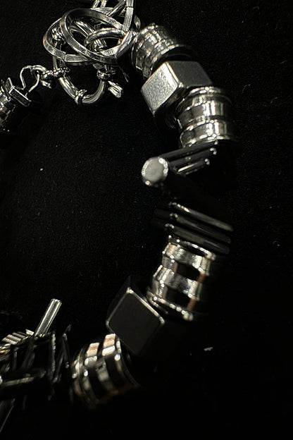 Cosmic Mech Bracelet -  metal components - Futuristic Blackhole Mech Bracelet with Industrial Style - View 7