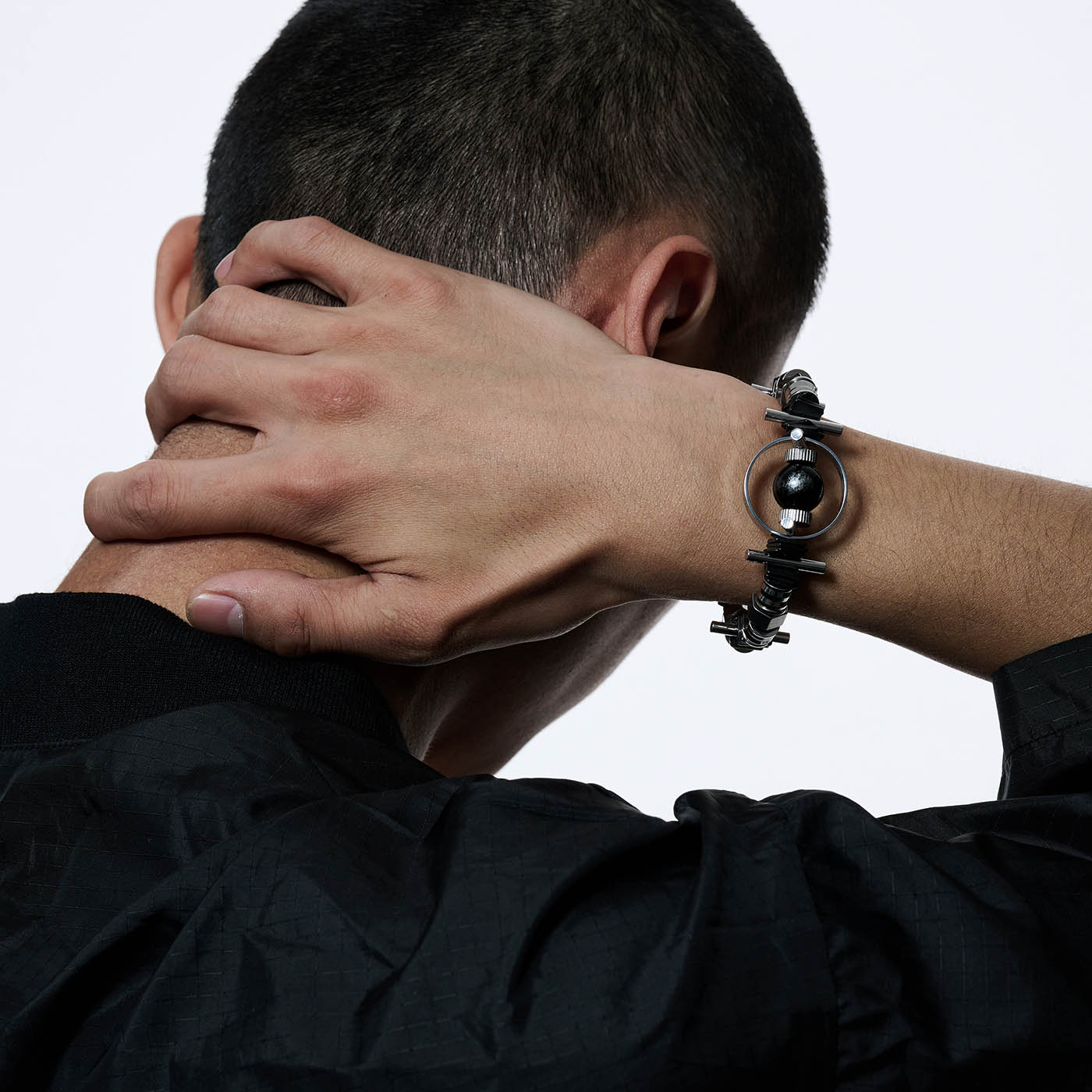 Cosmic Mech Bracelet - unique bracelet - Futuristic Blackhole Mech Bracelet with Industrial Style - View 2