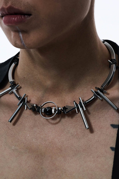 Cosmic Mech Pendant Necklace -  edgy style - Cosmic Mech Pendant Necklace - Unique Industrial Design - View 4