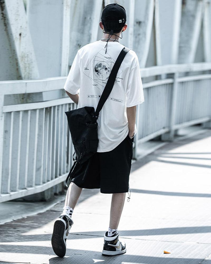 Cosmic Moon Sci-Fi Tee -  cyberpunk fashion - Futuristic Cosmic Moon Urban Techwear T-Shirt - View 11