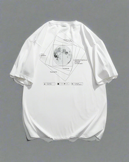 Cosmic Moon Sci-Fi Tee - techwear t-shirt - Futuristic Cosmic Moon Urban Techwear T-Shirt - View 2