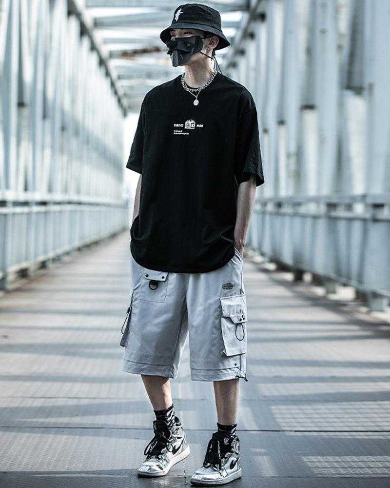 Cosmic Moon Sci-Fi Tee - techwear t-shirt - Futuristic Cosmic Moon Urban Techwear T-Shirt - View 9