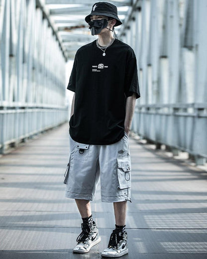 Cosmic Moon Sci-Fi Tee - techwear t-shirt - Futuristic Cosmic Moon Urban Techwear T-Shirt - View 9