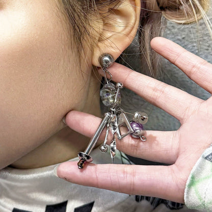 Cosmic Purple Industrial Drop Earrings - drop earrings - Cosmic Purple Industrial Drop Earrings for Unique Style - Main view