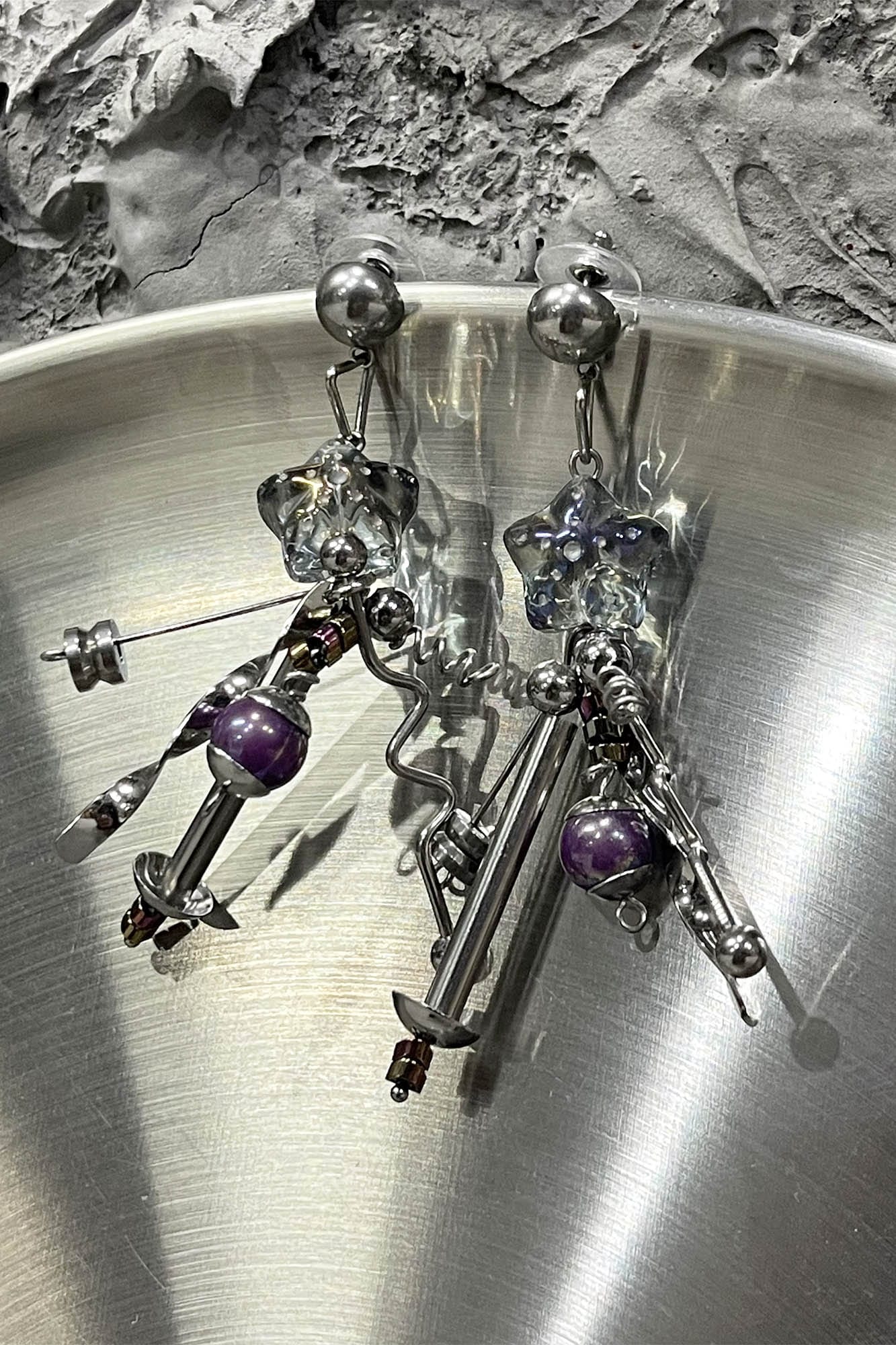 Cosmic Purple Industrial Drop Earrings -  lightweight drop earrings - Cosmic Purple Industrial Drop Earrings for Unique Style - View 5