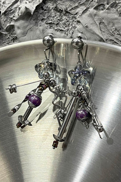 Cosmic Purple Industrial Drop Earrings -  lightweight drop earrings - Cosmic Purple Industrial Drop Earrings for Unique Style - View 5