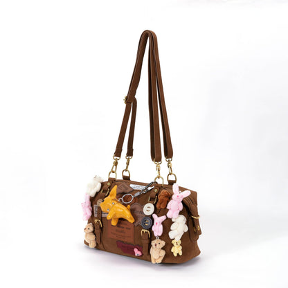 Cozy Animal Charm Shoulder Bag -  adjustable strap bag - Charming Cozy Animal Shoulder Bag with Plush Details - View 10