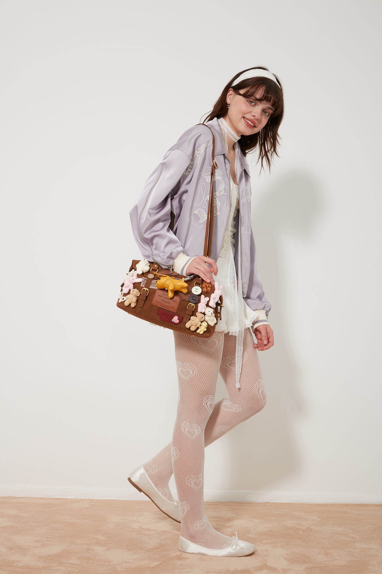 Cozy Animal Charm Shoulder Bag -  adjustable strap bag - Charming Cozy Animal Shoulder Bag with Plush Details - View 3
