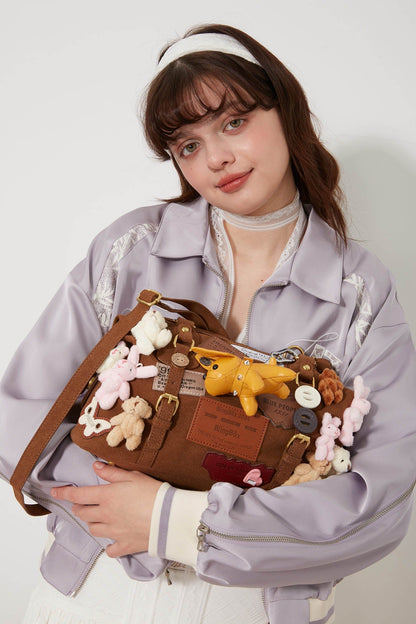 Cozy Animal Charm Shoulder Bag -  plush bag - Charming Cozy Animal Shoulder Bag with Plush Details - View 7