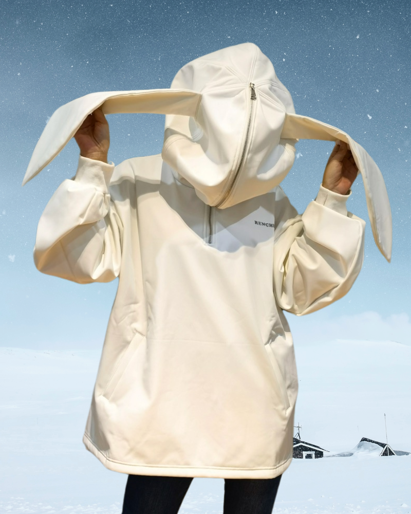 Cozy Bunny Ears Hoodie - hoodie for winter sports - Waterproof Insulated Hoodie with Bunny Ears for Winter - View 2