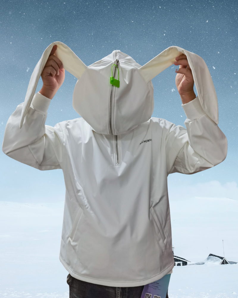 Cozy Bunny Ears Hoodie -  bunny ears - Waterproof Insulated Hoodie with Bunny Ears for Winter - View 4