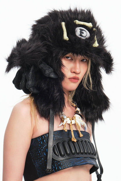 Cozy Claw Faux Fur Hat -  eco-friendly - Stylish Faux Fur Winter Hat with Tribal Design - View 5